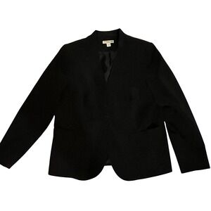 Coldwater Creek Black Collarless Stretch Blazer Size 16 Career